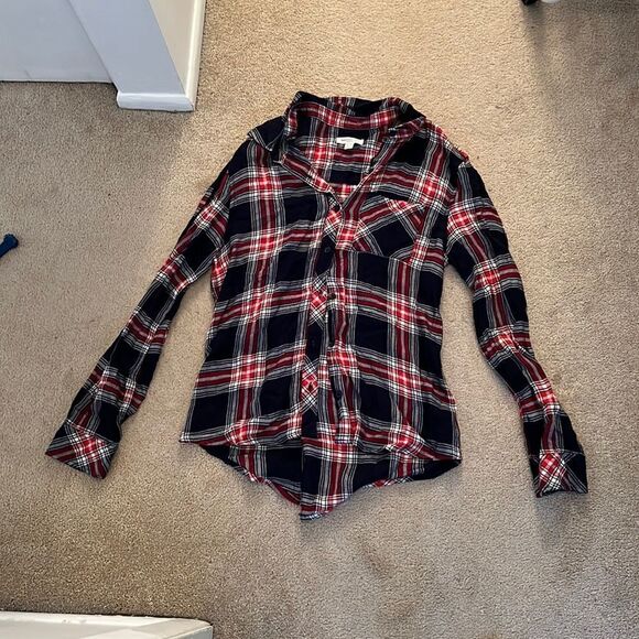 New Navy Red and white small flannel